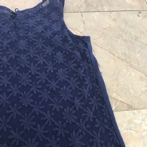 Forever 21 Navy Flower Lace Tank